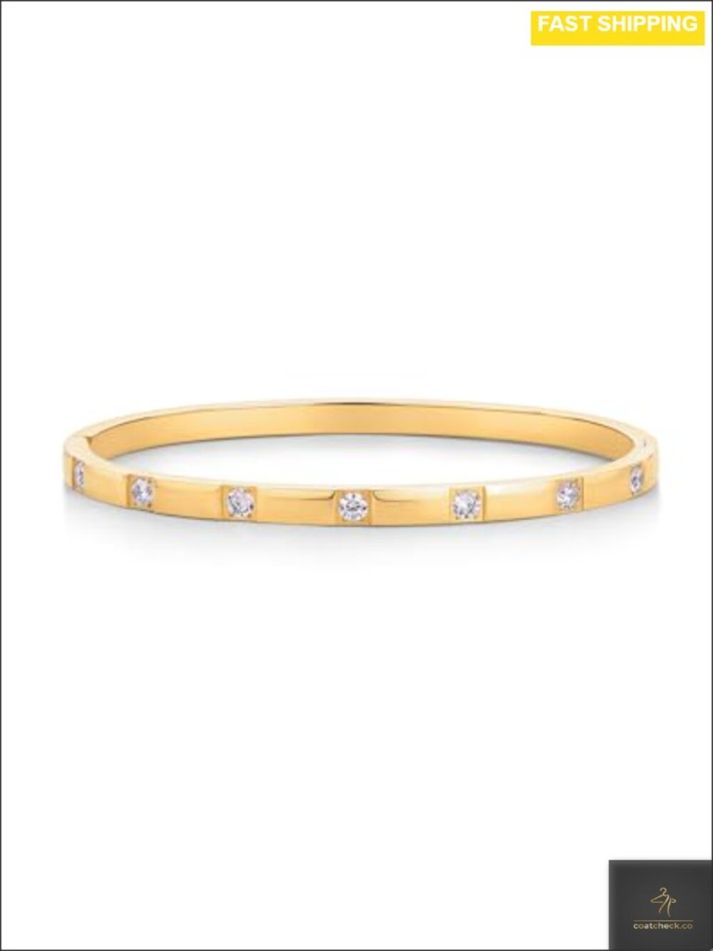 14K Gold Plated CZ Thin Love Bangle Bracelet Waterproof